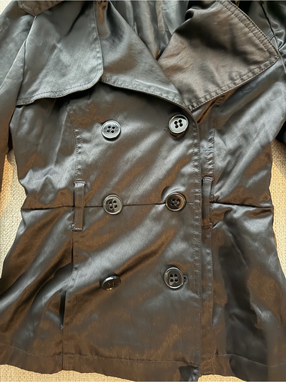 Women's Black Double-Breasted Trench Coat - Lu by Lolita - Picture 2 of 4